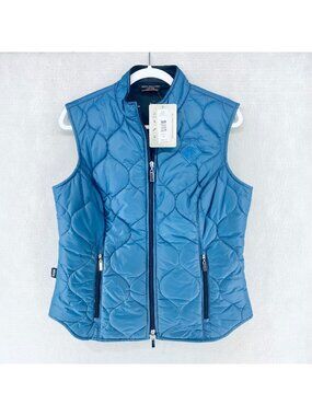 Arista Equestrian Puffer Vest Womens XL Blue Sleeveless Full Zip Quilted $160